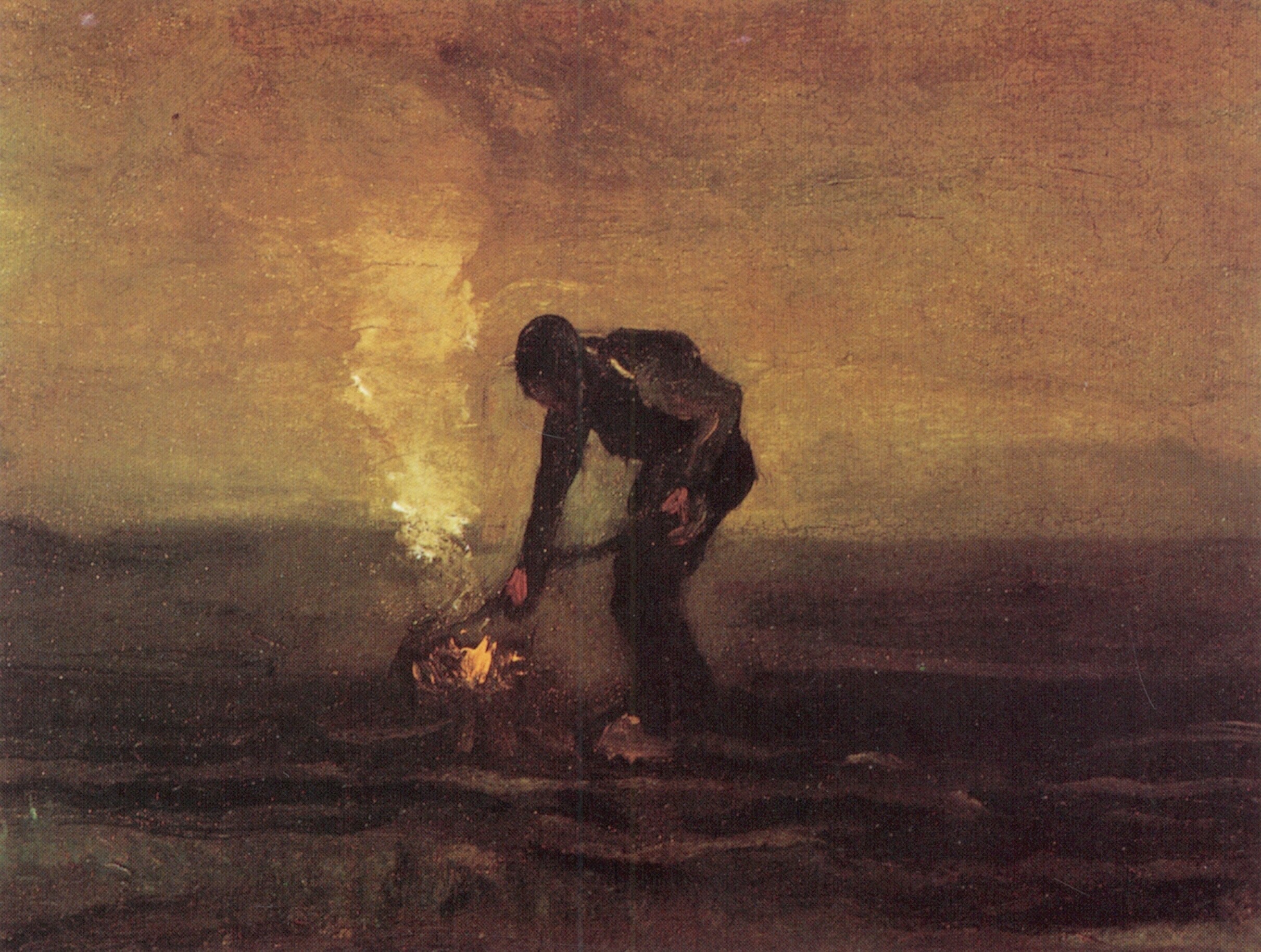 Картина Ван Гога Крестьянин сжигающий сорняки 1883
